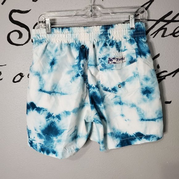 Trunks Surf & Swim Co. Sano Short Blue Tie Dye Print Swim Trunks, M - Picture 4 of 6